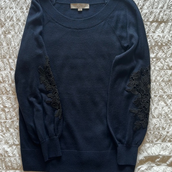 Loft sweater with lace/embroidery detail on bottom half of sleeves. - Picture 2 of 3